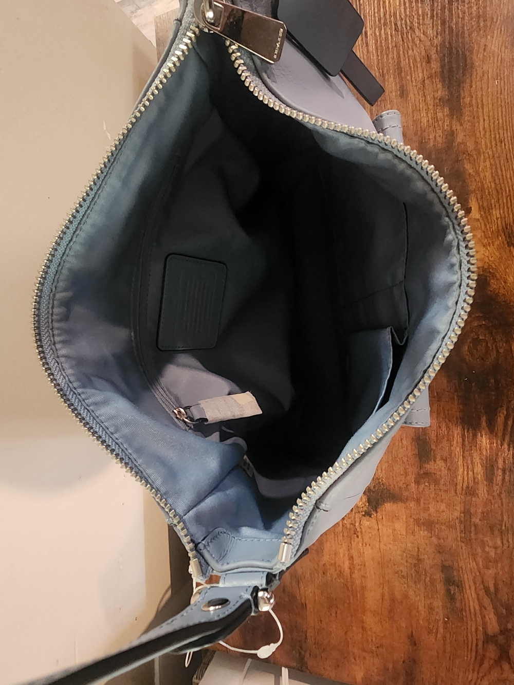 Coach Charlie Smooth Leather Hobo Shoulder Bag - Slate / Cornflower Blue - Picture 7 of 8